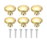 sourcing map 6 pomos de gabinete de 1-3/8 pulgadas de diámetro, cromo pulido, perilla de cocina de bola redonda con tornillos para cocina, dormitorio, armario, cómoda, color dorado