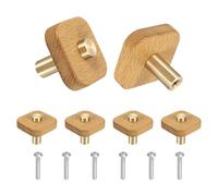 sourcing map 6 pomos de madera para gabinete, 1.6 pulgadas, cuadrados, de un solo agujero, tiradores de madera con forma de hongo con tornillos para muebles, armario, tocador, color madera cobre