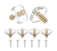 sourcing map 6 pomos de madera para gabinete, pomos cuadrados de madera de un solo agujero de 1.6 pulgadas, tiradores de mango en forma de hongo con tornillos para muebles, clóset, cómoda, cobre