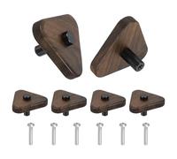 sourcing map 6 pomos de madera para gabinete, tiradores triangulares de madera de un solo agujero de 2.2 pulgadas, tiradores de mango en forma de hongo con tornillos para muebles, armario, tocador