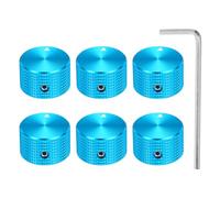 sourcing map 6 pomos de potenciómetro de aluminio, 1/4" (6 mm), perillas universales de control de tono de volumen para guitarra, bajo, rejilla de 5/8 pulgadas, color azul