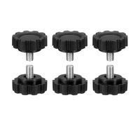 sourcing map 6 pomos moleteados M5 x 8 mm (paso de 0,8 mm), rosca macho métrica de acero al carbono, tornillos de sujeción de apriete a mano, pernos roscados para plantillas de carpintería, color