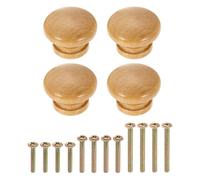 sourcing map 6 pomos redondos de madera para cajones, 1.6 pulgadas de diámetro, pomos redondos de madera con superficie de pintura, pomos de madera con forma de hongo con tornillos para muebles