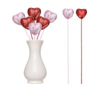 sourcing map 6 púas con purpurina en forma de corazón con forma de corazón con corazones de espuma floral brillante para el día de San Valentín, decoración de boda, suministros de jarrón, arreglos