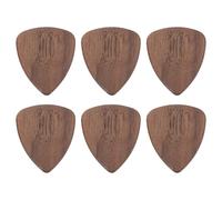 sourcing map 6 púas de guitarra de madera, calibre ultra pesado de 3.0 mm, de madera de nogal, con forma de ranura para guitarras eléctricas, acústicas, bajos, rojo y marrón