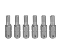 sourcing map 6 puntas de destornillador hexagonales H4 de 1/4 pulgadas de vástago hexagonal de 25 mm de longitud, cabeza hexagonal magnética S2 de acero para reparación de precisión