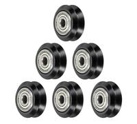 sourcing map 6 ruedas para impresora 3D con ranura en V POM, ruedas de pórtico sólidas de alta velocidad con polea de plástico 625zz rodamiento lineal para impresora 3D, máquina CNC, negro, 5 mm
