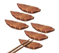sourcing map 6 soportes de madera para palillos, soporte para palillos en forma de hoja, soporte para cuchillos para encimera, cuchara, tenedores, cuchillos, decoración de mesa, color marrón
