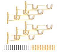 sourcing map 6 soportes para barra de cortina, soportes dobles de 210 mm para barra de cortina de 1 pulgada, ganchos gruesos para montaje en pared con tornillos, color dorado