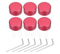 sourcing map 6 tapas de botón de pedal de guitarra, cubierta superior de metal de 3/8 pulgadas para botones de pedal de efectos de guitarra, color rojo