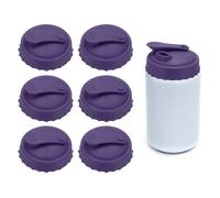 sourcing map 6 tapas de silicona para latas de refrescos, cubierta de silicona para latas de refrescos con aberturas para popote, tapas reutilizables a prueba de fugas, tapones para botellas de