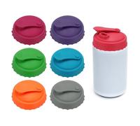 sourcing map 6 tapas de silicona para latas de refrescos, cubierta de silicona para latas de refrescos con aberturas para popote, tapas reutilizables a prueba de fugas, tapones para botellas de