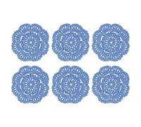 sourcing map 6 tapetes de ganchillo hechos a mano, manteles individuales redondos de tela de 4 pulgadas, posavasos de encaje para manualidades, uso diario, festivales, decoración del hogar, color azul