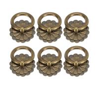 sourcing map 6 tiradores y pomos de latón de 1.18 pulgadas, tiradores de cajón de anillo vintage con tornillos en forma de flor para armario, tocador, armario, armario, bronce