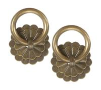 sourcing map 6 tiradores y pomos de latón de 1.26 pulgadas, tiradores de cajón de anillo vintage con pines en forma de flor para armario, tocador, armario, tono dorado