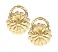 sourcing map 6 tiradores y pomos de latón de 1.30 pulgadas, tiradores de cajón de anillo vintage con pines en forma de flor para armario, tocador, armario, tono dorado