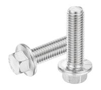 sourcing map 6 tornillos de brida dentada hexagonal M12 x 40 mm, pernos de cabeza hexagonal con brida de acero inoxidable 304, tornillos hexagonales de brida para hogares, máquinas herramientas y