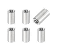 sourcing map 6 tuercas de acoplamiento redondas M4 x 0.7 mm, 0.31 x 0.59 pulgadas (ODxH) 304 de acero inoxidable 304, tuercas de hardware de varilla para varilla roscada, sujetadores de construcción