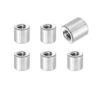 sourcing map 6 tuercas de acoplamiento redondas M5 x 0.8 mm, 0.39 x 0.31 pulgadas (ODxH) 304 de acero inoxidable 304, tuercas de hardware de varilla para varilla roscada, sujetadores de construcción
