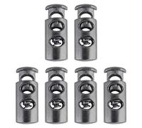 sourcing map 6 uds., Cerraduras de cordón de plástico, tapón, Extremo de Resorte, Doble Orificio, Cierre de Palanca, tapón, Extremo de Cuerda para Cordones, Bolsas de Ropa, Metal Negro