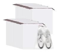 sourcing map 60 bolsas transparentes para zapatos de 15.7 x 11.8 pulgadas, bolsas de zapatos impermeables de polietileno transparente, organizador de almacenamiento de viaje portátil con cordón para