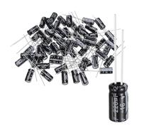 sourcing map 60 condensadores electrolíticos de 220uF 16V 6 x 12 mm, 105 C de alta temperatura, condensadores radiales de aluminio para televisores, monitor LCD, VCD, color negro
