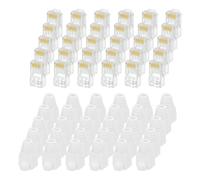 sourcing map 60 conectores de paso Cat6 RJ45, conectores RJ45 8P8C chapados en oro con 60 botas blancas de alivio de tensión para cable Ethernet UTP sólido o trenzado