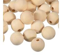 sourcing map 60 cuentas espaciadoras de madera natural de 22 mm, cuentas redondas de madera sin terminar con agujero grande de 5 mm para manualidades, pulseras de joyería