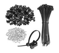 sourcing map 60 soportes tipo sillín de 2,2 cm con bridas de 15,2 cm y tornillos de rosca M5, juego de abrazaderas de soporte organizador de cables, color negro