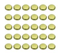 sourcing map 60 tapas para botellas de cerveza absorbentes de oxígeno, tapas de corona de 32 mm para refrescos, cerveza, vino, cerveza, cerveza, colgantes o álbumes de recortes, color dorado