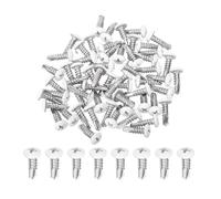 sourcing map 60 tornillos autorroscantes M4,8 x 16 mm de cabeza plana gruesa blanca, tornillos autoperforantes de acero inoxidable 410 para tornillo de chapa de metal, color plateado