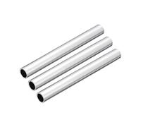 sourcing map 6063 Aluminio Redondo Tubo, 10 mm de Diámetro Exterior, 8 mm de Diámetro Interior, 100 mm de Longitud, para Proyectos de Bricolaje Industriales, 3 Piezas