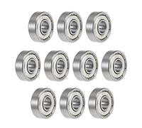 sourcing map 607ZZ Profunda Ranura Bola Rodamientos 7mm x 19mm x 6mm Doble Blindaje Cromado Acero Z2 10uds