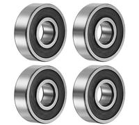 sourcing map 6201-2Rs Rodamiento de Bolas de Ranura Profunda, 4 Unidades 12 x 32 x 10 mm Rodamientos de Acero Cromado de Doble Sellado de Goma, Negro