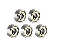 sourcing map 624Z Deep Groove Ball Bearing Double Shield 624ZZ 624-2Z 80024, 4mm x 13mm x 5mm Chrome Steel Bearings (Pack of 5)