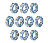 sourcing map 6800-2RS Profunda Ranura Rodamientos de Bolas 10mm x 19mm x 5mm Doble Sellado Cromado Acero Azul Cubierta P6(ABEC3) 10uds