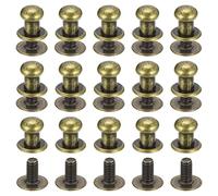 sourcing map 6mm Bola Cabeza Perno Remaches Tornillo Espalda, 15 Paquete Redondo Cabeza Botón Pezón Remache para Bricolaje Cuero Artesanía Bolso Cinturón, Bronce Tono