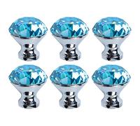 sourcing map 6pcs Pomo Tirador De Cristal De Cajón De Armario Ropero Aparador Decorativo De Puerta Azul pálido