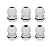 sourcing map 6pcs Prensaestopas PG11 Conjunto de plástico impermeable blanco la contratuerca ajustable para 5mm-10mm de diám. de cable