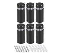 sourcing map 6Uds 1/2 Diámetro Separador Tornillos Pared Montaje Negro