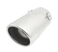 sourcing map 70mm Entrada Cromado Tubo Cola de Escape Silenciador Salida Ovalada