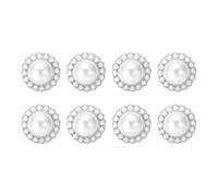 sourcing map 8 botones de perlas de imitación de diamantes de imitación, 22 mm, botón vintage de moda, adornos redondos para coser en ropa, suéter, abrigo, traje, decoración de punto, color plateado