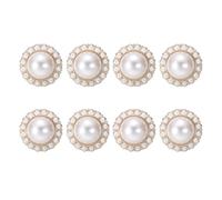 sourcing map 8 botones de perlas de imitación de diamantes de imitación, 25 mm, botón vintage de moda, adornos redondos para coser ropa, suéter, abrigos, trajes, decoración de punto, color dorado