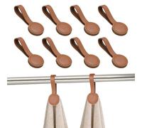 sourcing map 8 clips magnéticos para toallas de cocina, clip de cuero para toallas, ganchos de mano multiusos, accesorios de cocina para manijas de horno, barras, estantes, color marrón