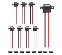 sourcing map 8 conectores de chasis hembra tipo C, 2 pines, impermeable, cable desnudo, enchufe de montaje en panel con anillo de goma para instalación de puerto de carga USB-C (terminal horizontal)