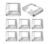 sourcing map 8 cubiertas de base de poste, 3.75 x 3.75 pulgadas (tamaño interno de 1.6 x 1.6 pulgadas), falda de poste de metal estilo dividido, envoltura de columna de porche para postes de valla