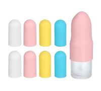 sourcing map 8 fundas de silicona para botellas de viaje, mangas elásticas a prueba de fugas de 1.1 pulgadas de diámetro, accesorios de viaje para champú, botellas corporales, blanco, rosa, amarillo