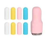 sourcing map 8 fundas de silicona para botellas de viaje, mangas elásticas a prueba de fugas de 2,2 cm de diámetro, accesorios de viaje para champú, botellas corporales, blanco, rosa, amarillo, azul