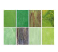 sourcing map 8 hojas de vidrieras, 4 x 6 pulgadas, variedad de azulejos de mosaico de vidrio para proyectos de bricolaje, decoración de manualidades, serie verde