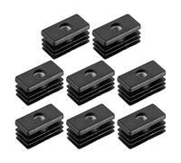 sourcing map 8 insertos para tubos rectangulares con rosca M6, para tubo rectangular OD de 1.2 x 0.6 pulgadas, enchufe rectangular de plástico negro, tapas de extremo de silla, tapón de patas de
